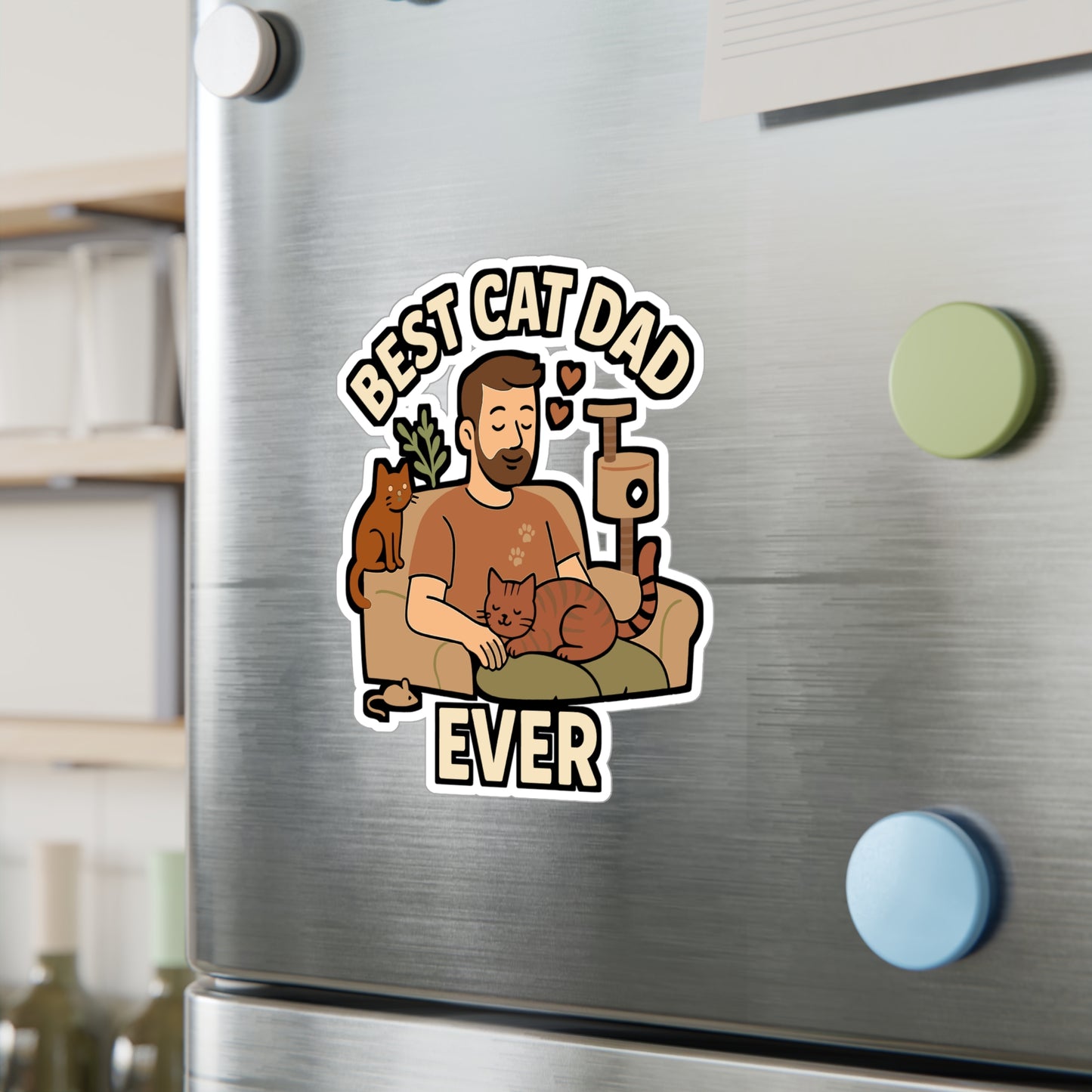 Cat Dad Sticker – Best Cat Dad Ever Decals for Laptop, Water Bottle – Waterproof Vinyl Gift for Catfather, Cat Daddy, Cat Father Fans