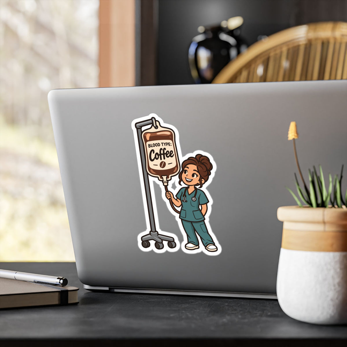 Nurse Sticker – Blood Type: Coffee Vinyl Decals for Laptop and Water Bottle, Nursing Student Graduation Gift