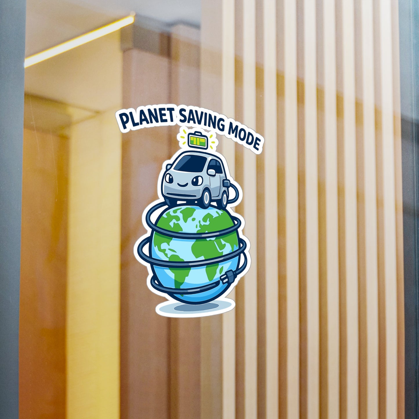 Electric Car Sticker Planet Saving Mode | Eco electric vehicle decal, Waterproof Vinyl decals for Laptop, Water Bottle, rechargeable battery theme