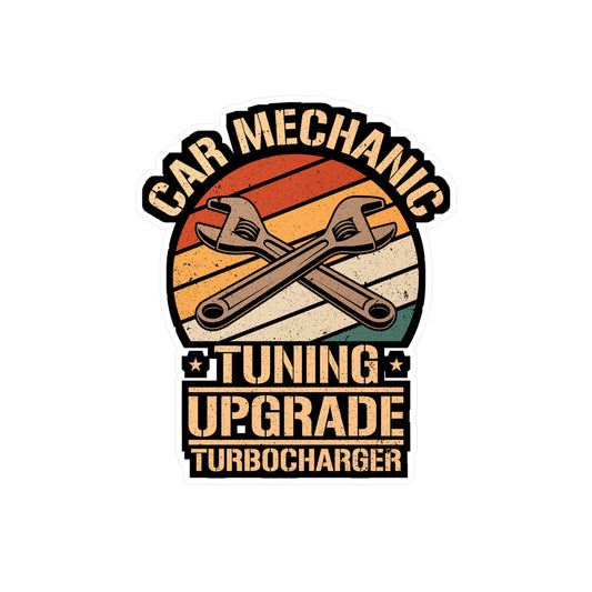 Car Mechanic Tuning Upgrade Turbocharger - Car mechanic job Sticker for Laptop Sticker. Water Bottle Sticker, Vinyl Car mechanic Decal - Car mechanic job Gift