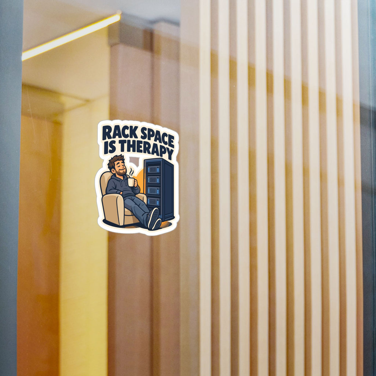 tech Sticker – Rack Space Is Therapy, Reboot Button and Bandage Humor Decals for Laptop and Water Bottle
