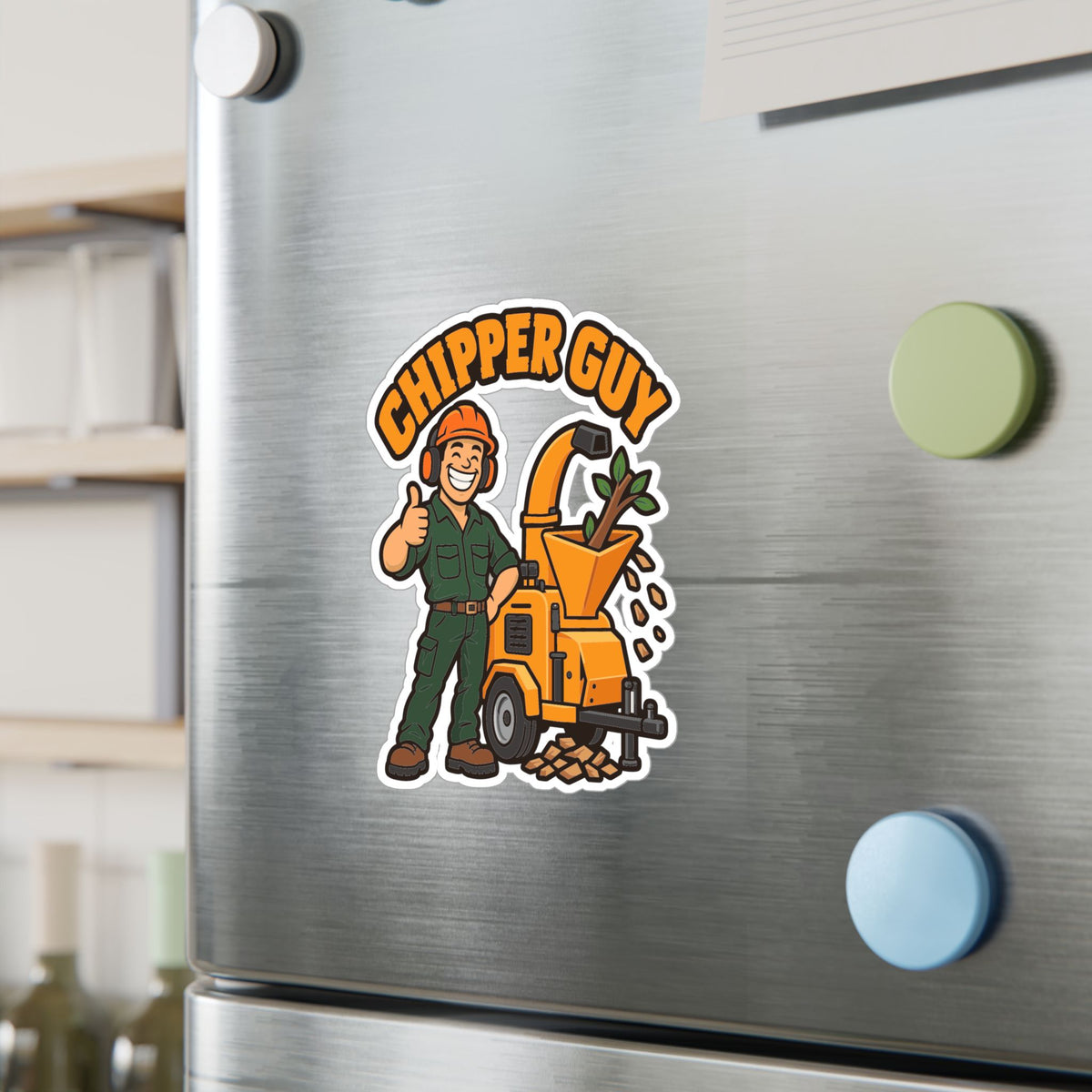 Tree Sticker Chipper Guy - Funny Tree Worker and Branch Manager Design, Decals for Laptop and Water Bottle