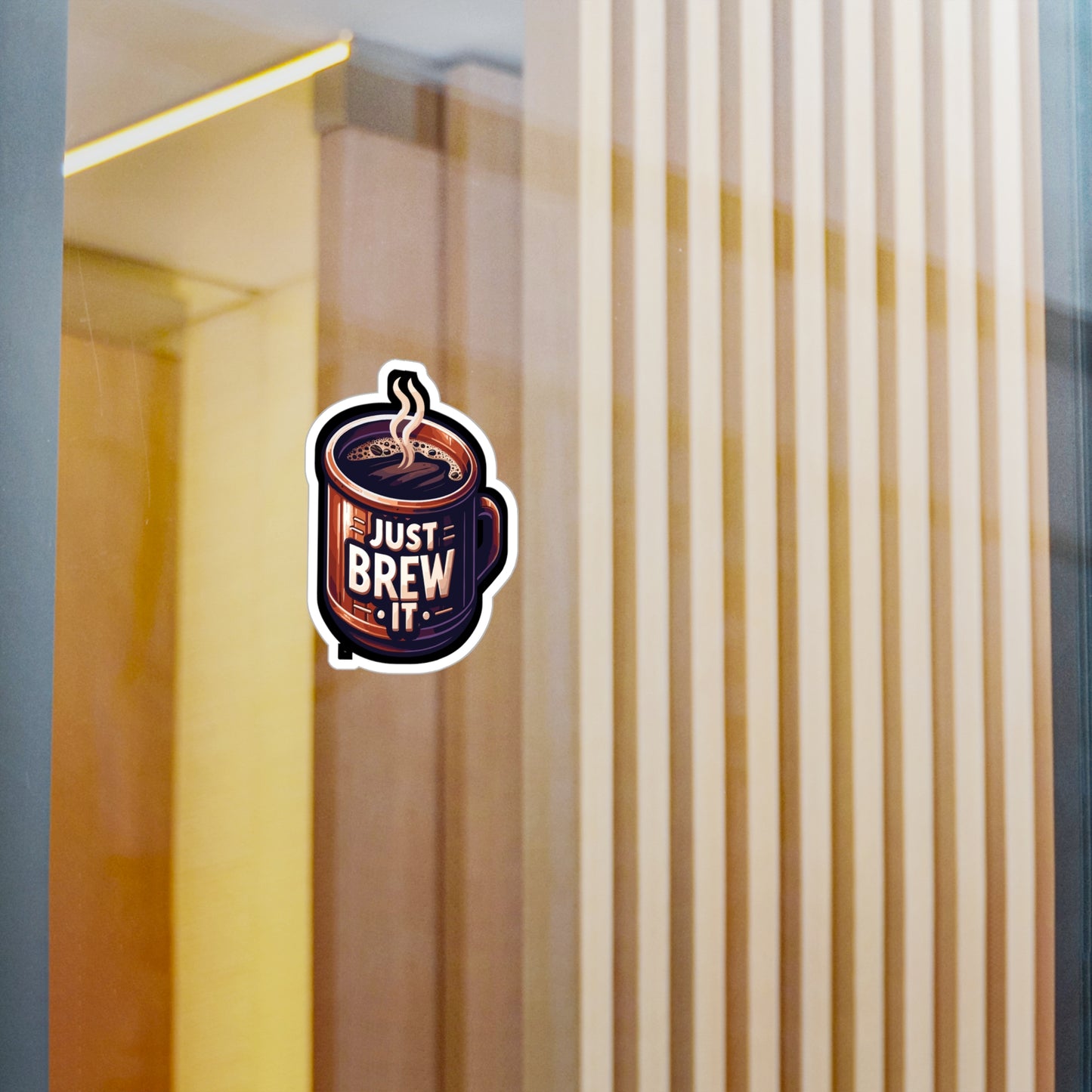 Just Brew It - Coffee Sticker for Car Laptop Sticker. Water Bottle Sticker, Vinyl Brew Decal, Caffeine Sticker - Coffee Gift