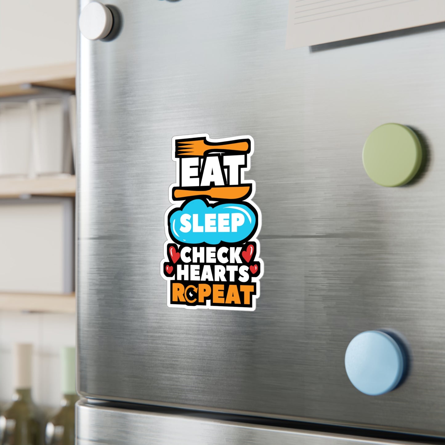 Eat Sleep Check Hearts Repeat Cardiac Nurse - Cardiac nurse Sticker for Laptop Sticker. Water Bottle Sticker, Vinyl Cath-lab Decal - Cardiac nurse Gift