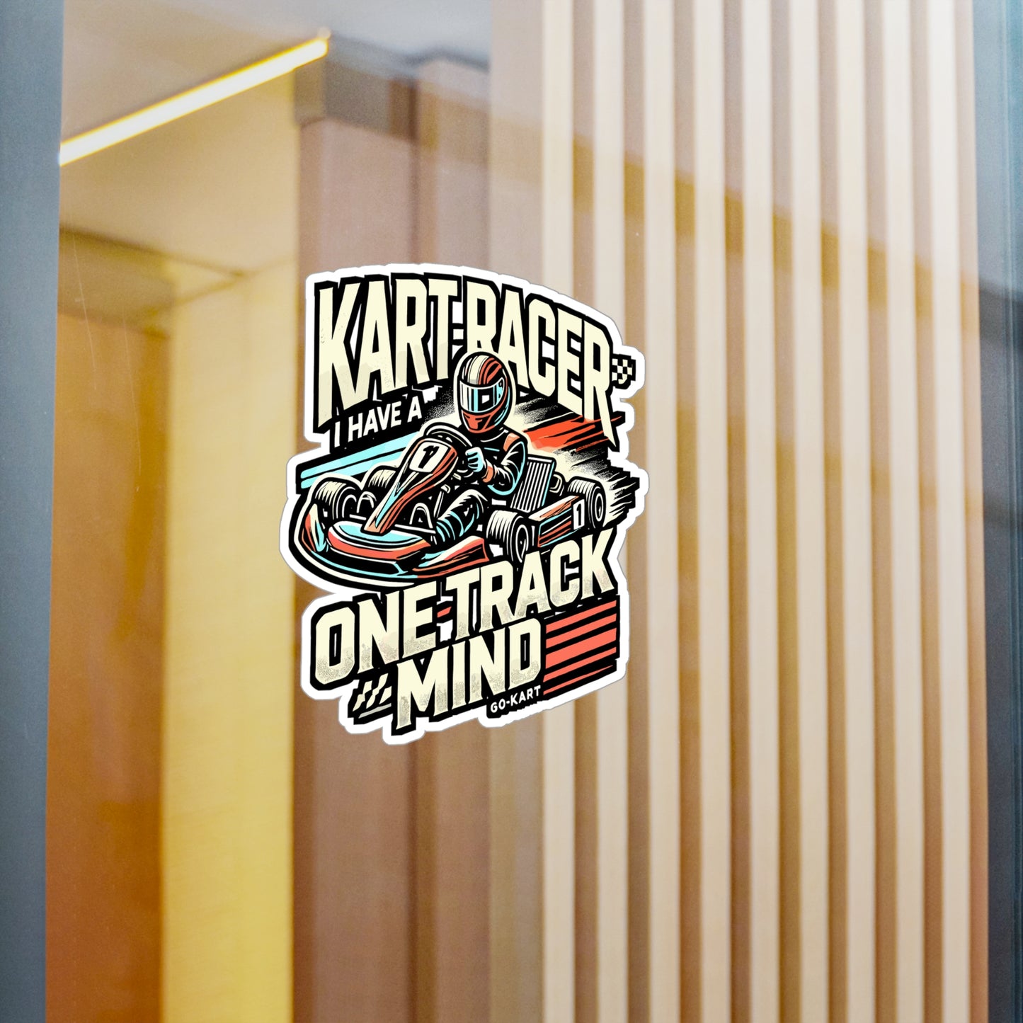 Kart Racer I Have a One Track Mind – Vinyl Racing Sticker for Laptop or Water Bottle | Go Kart Gift for Drivers