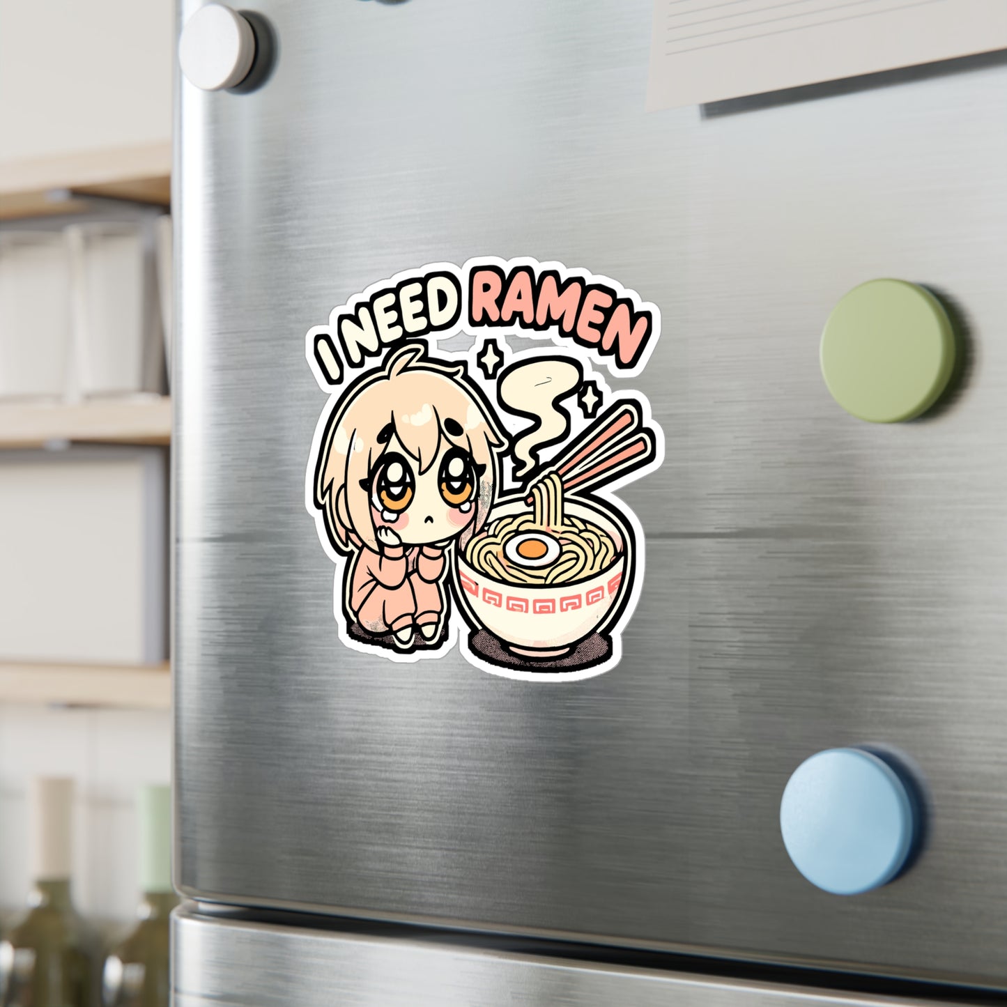 I Need Ramen – Vinyl Ramen Sticker for Car, Laptop & Water Bottle | Noodles Decal, Slurping Gift for Ramen Lovers