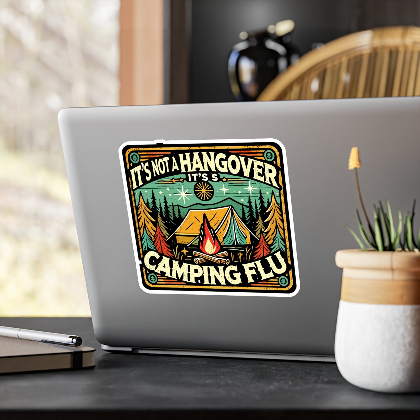 It’s Not A Hangover It’s Camping Flu - Camping Sticker for Laptop Sticker. Water Bottle Sticker, Vinyl Outdoors Decal - Camping Gift