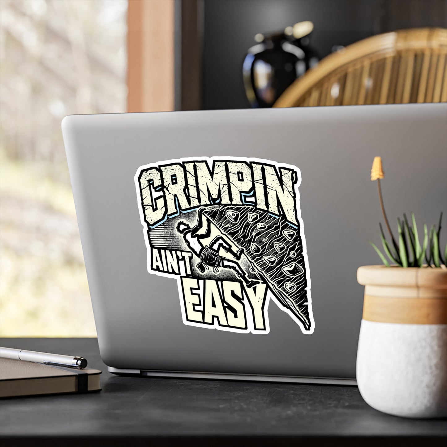 Crimpin' Ain't Easy – Vinyl Crimping Sticker for Laptop or Water Bottle | Climbing Gift, Funny Decal for Rock Climbers