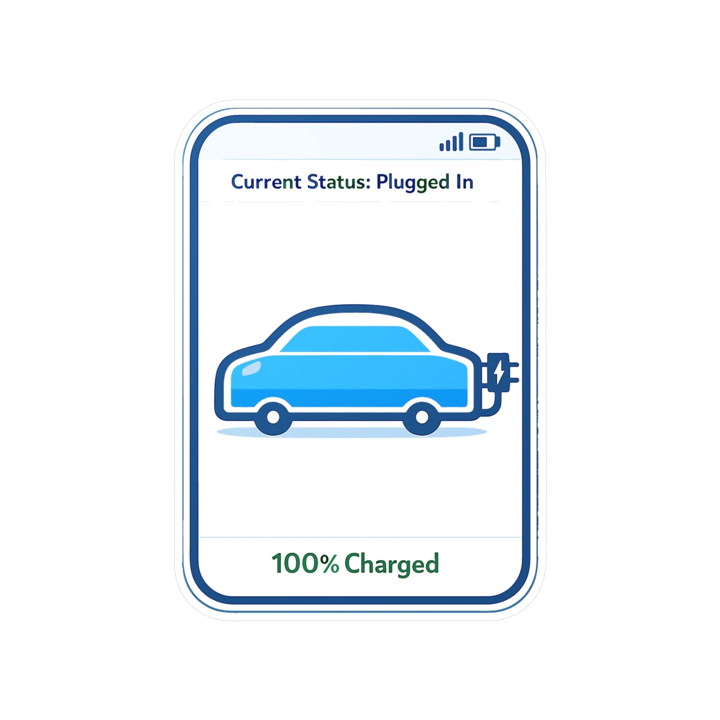 Electric Car Sticker "Current Status: Plugged In" – Waterproof Vinyl decals for Laptop, Water Bottle, Electric Vehicle Rechargeable Battery