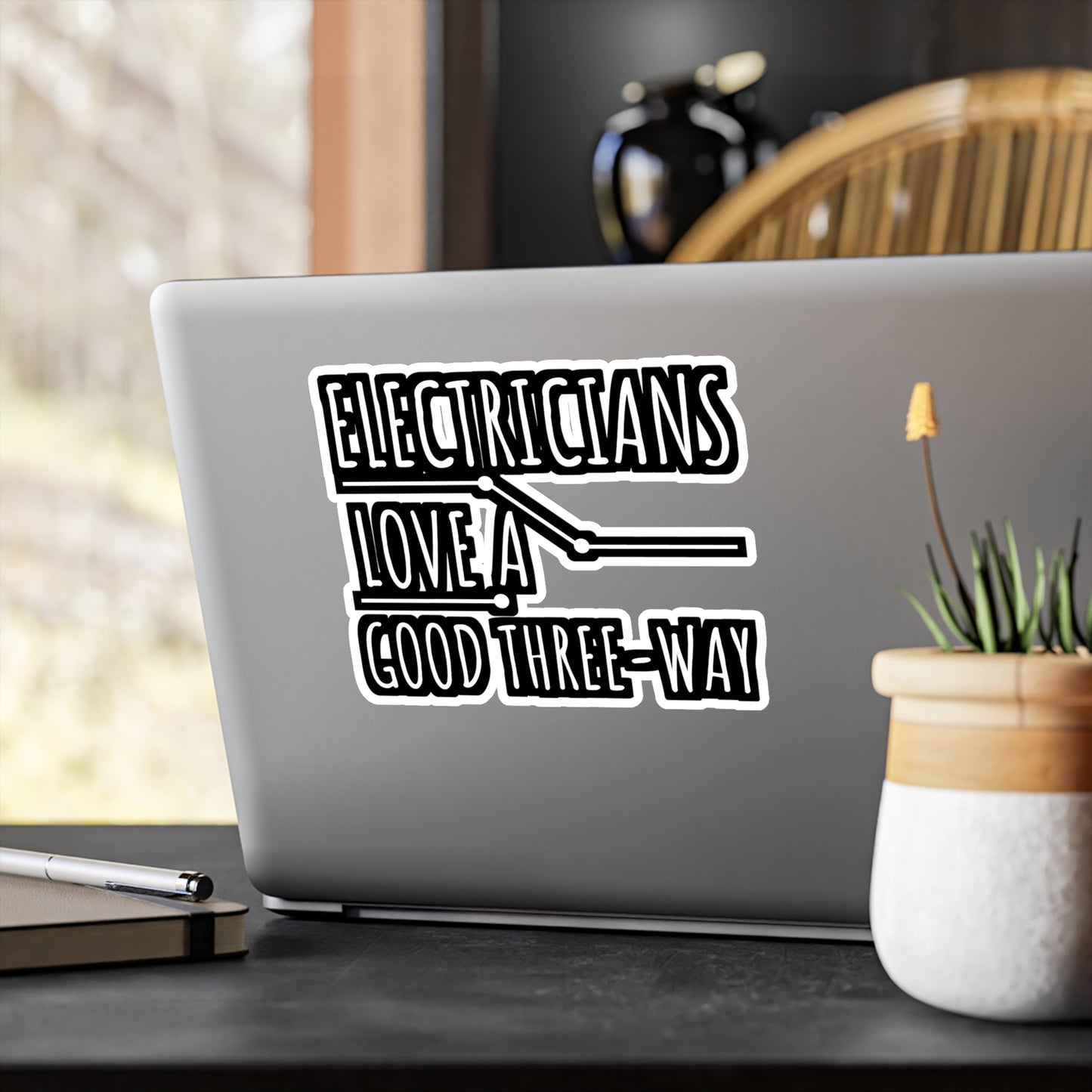 Electricians Love A Good Three Way - Electrician Sticker for Wall, Laptop, Window, Truck, Car Electrician Gift Vinyl Stripper Decal Sticker