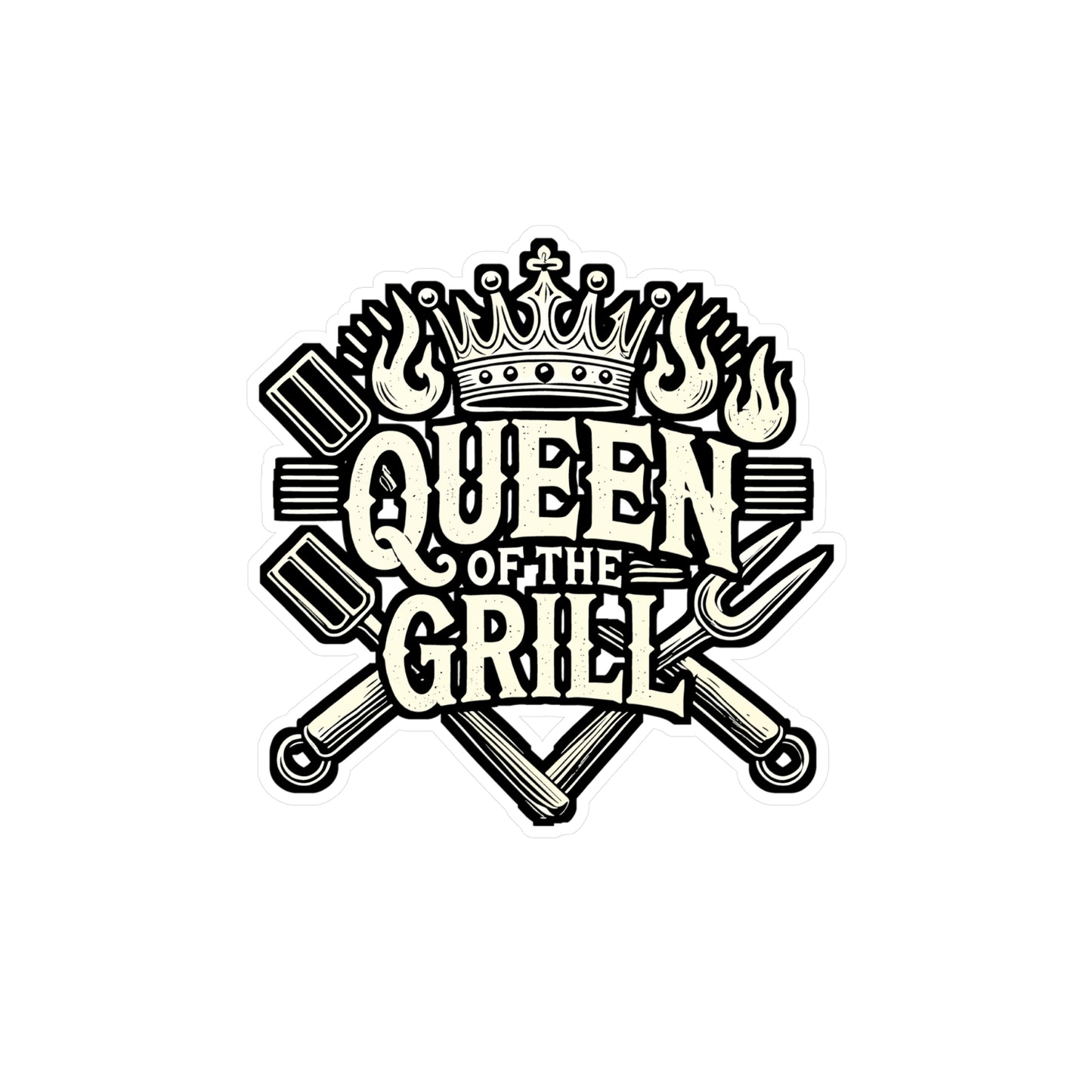 Queen Of The Grill – BBQ Sticker for Car, Laptop, or Water Bottle | Vinyl Steak Decal | Perfect Tailgate Gift for BBQ Lovers