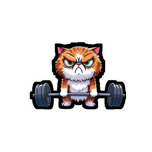 Deadlift Cat Bodybuilding - Weightlifting Sticker for Laptop Sticker. Water Bottle Sticker, Vinyl Muscles Decal - Weightlifting Gift
