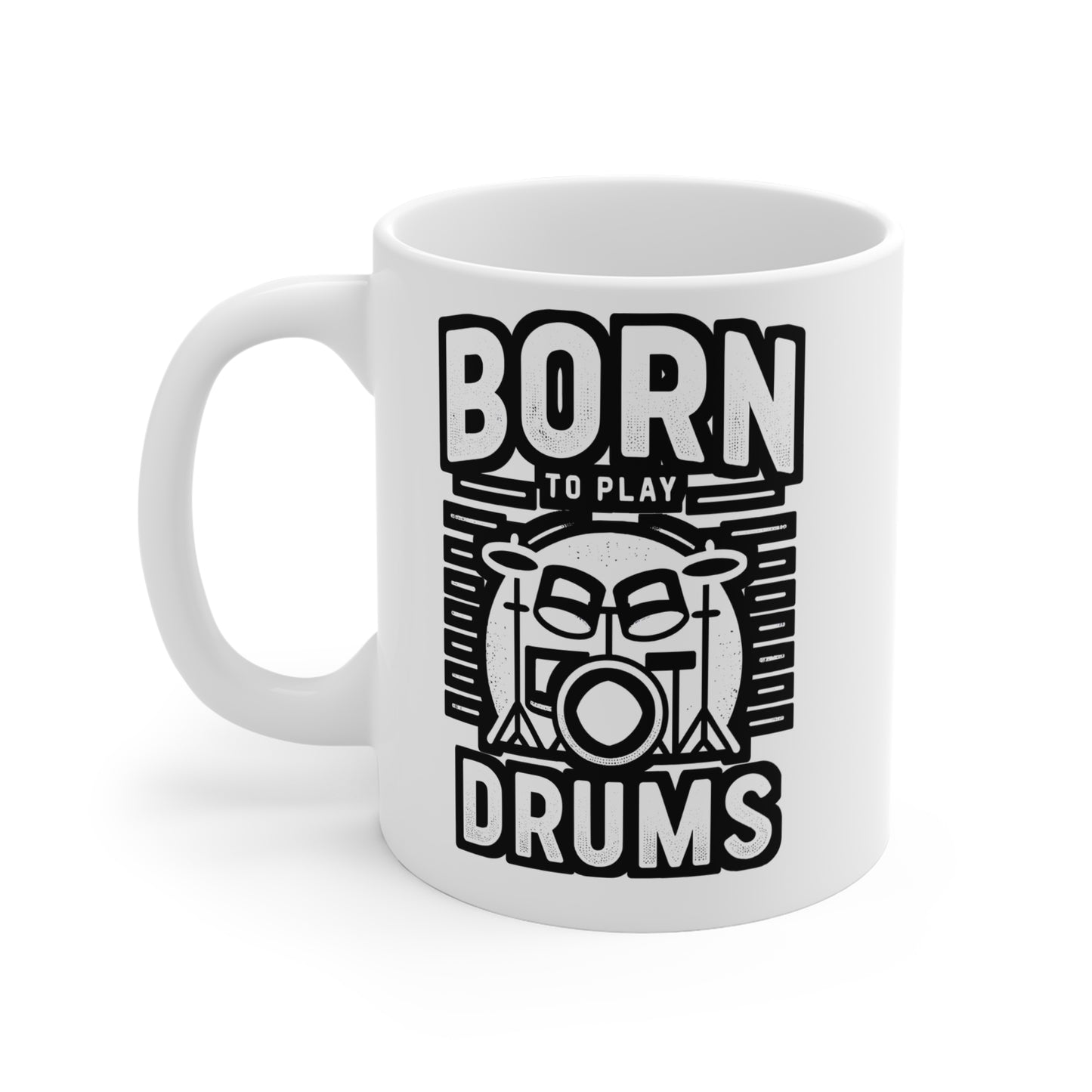 Born To Play Drums - Audio-engineer Mug for Coffee 11oz. Audio-engineer Cup, White ceramic, Monitor Mug - Audio-engineer Gift