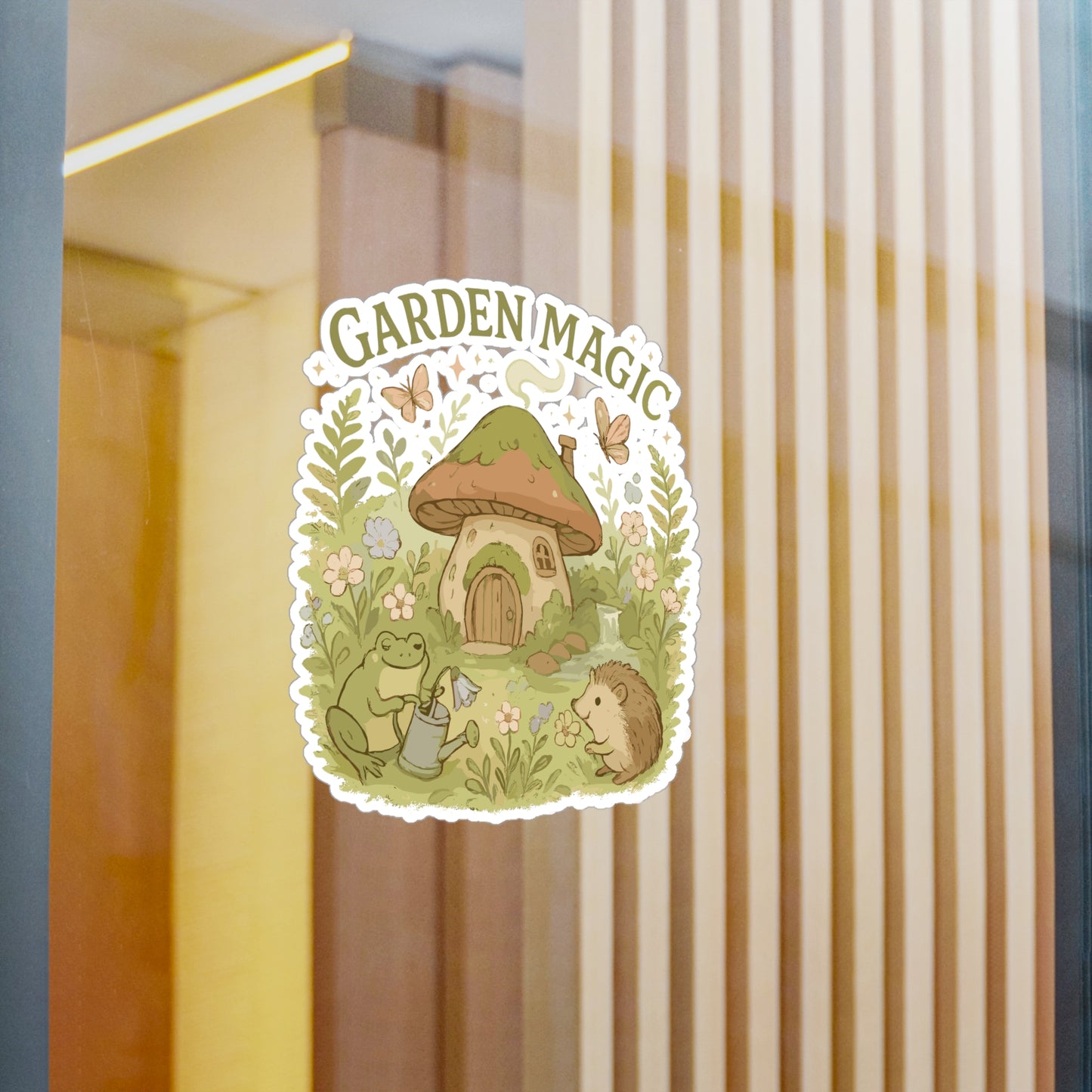 Whimsical Sticker "Garden Magic" Decals– Dreamy Fairytale Mushroom Waterproof Vinyl for Laptop, Water Bottle