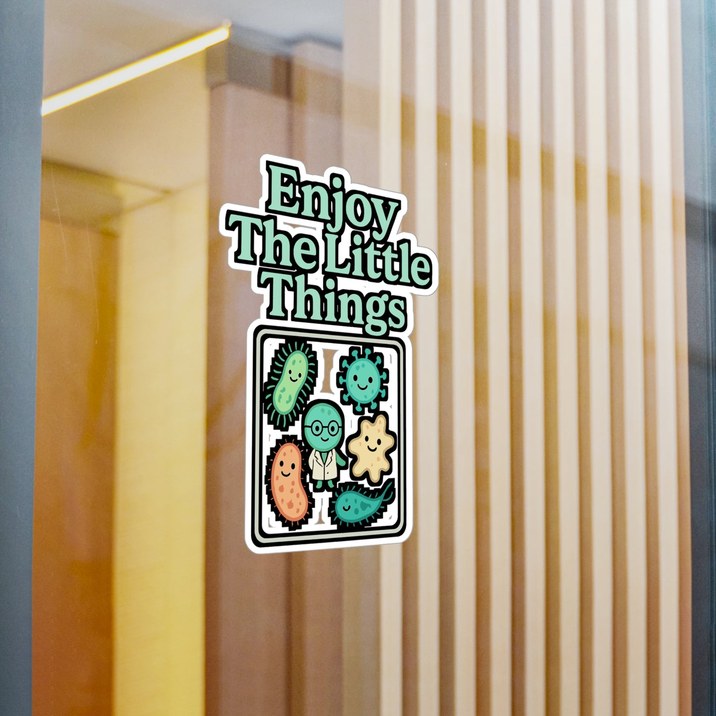 Microbiology Sticker – Enjoy The Little Things Bacteria Culture Decals, Petri-Dish Science Vinyl, Waterproof for Laptop, Water Bottle