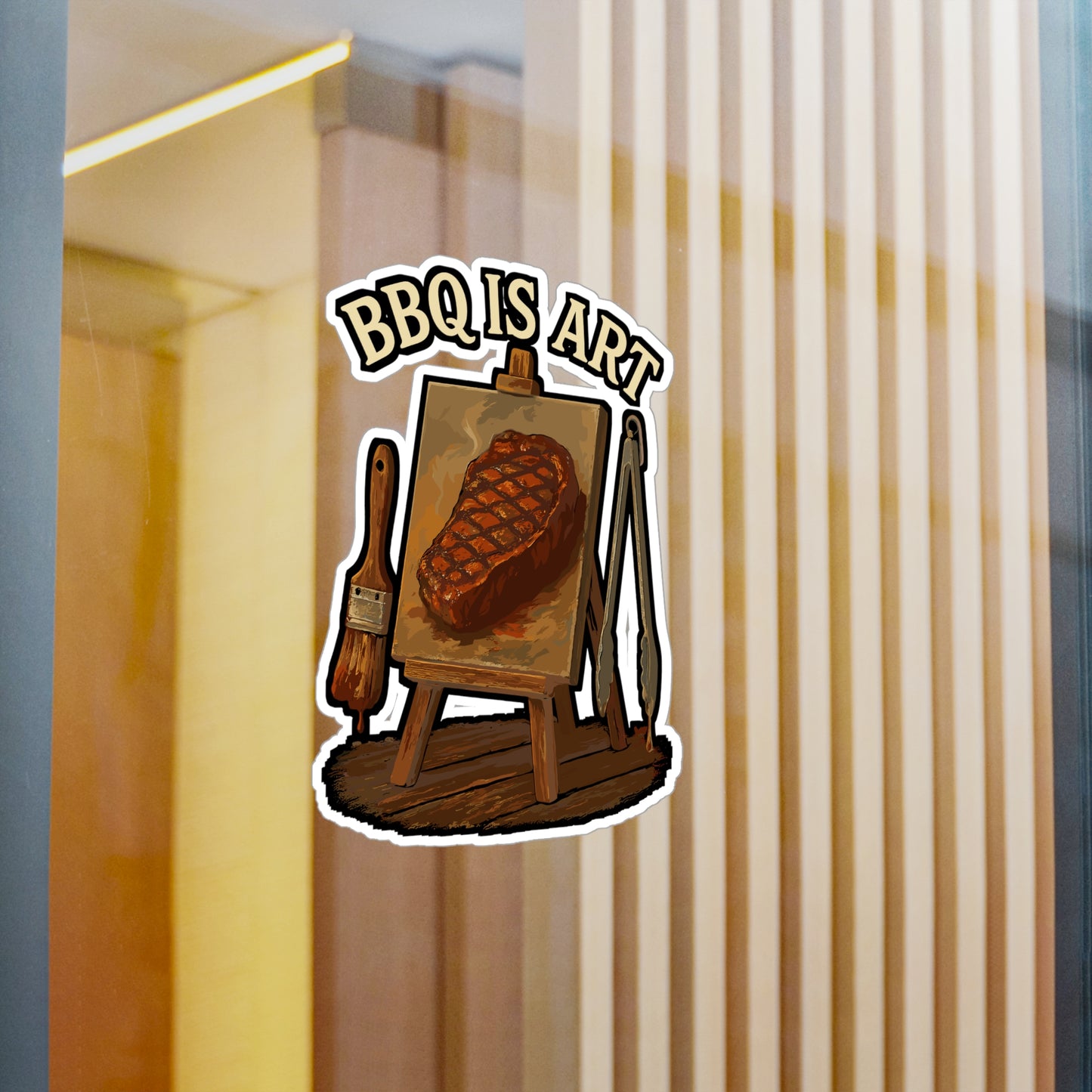 BBQ Sticker – "Bbq Is Art" Vinyl Decals for Grill, Steak & Easel Fans, Waterproof for Laptop or Water Bottle