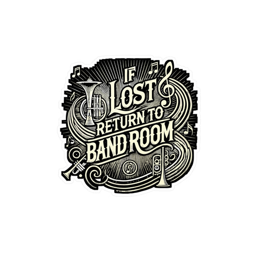 If Lost Return To Band Room – Marching Band Vinyl Sticker for Laptop or Water Bottle | Musician Gift, Reed Decal
