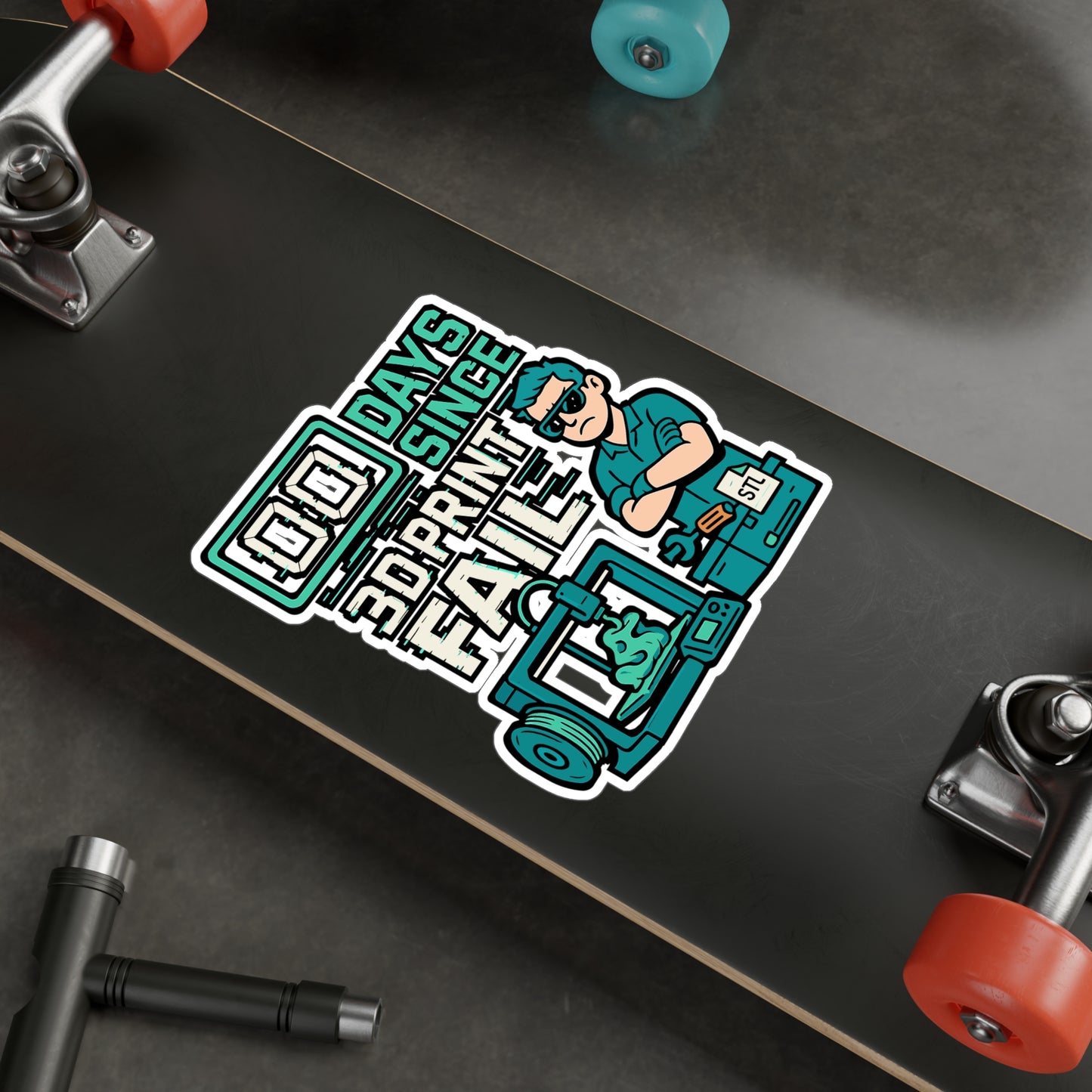 3D Printing Sticker – "00 Days Since Last 3D Print Fail" Decals for CNC Machinist, Vinyl Waterproof Machining Sticker for Laptop or Computer