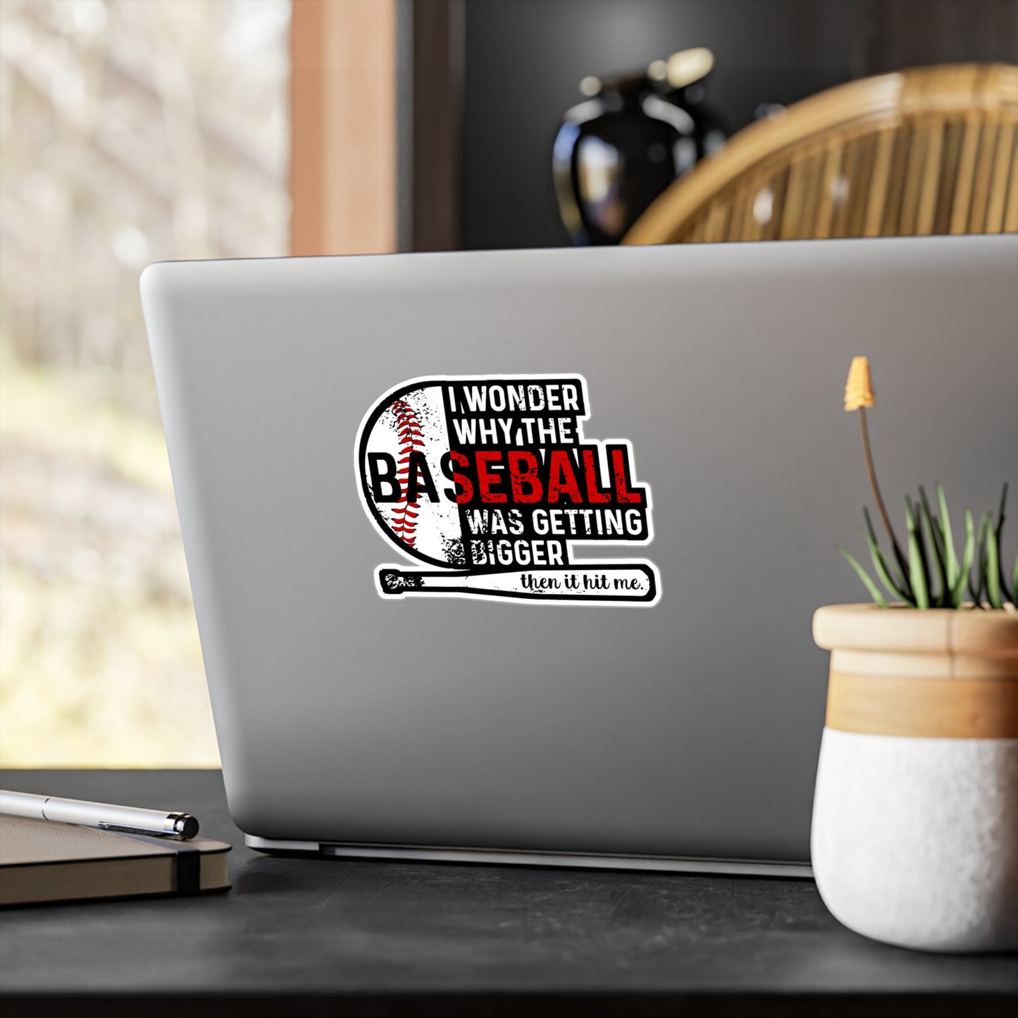 I Wondered Why The Baseball Was Getting Bigger Then It Hit Me - Baseball Sticker for Laptop Sticker. Water Bottle Sticker, Vinyl Softball Decal - Baseball Gift