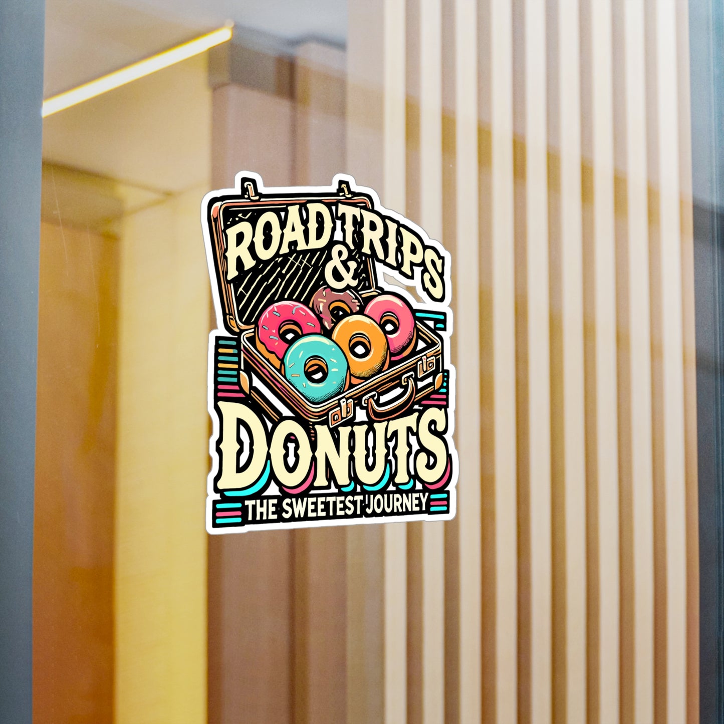 Road Trips and Donuts – Vinyl Decal for Laptop & Water Bottle | Road Trip Gift | Fun Donuts Sticker for Travel Lovers