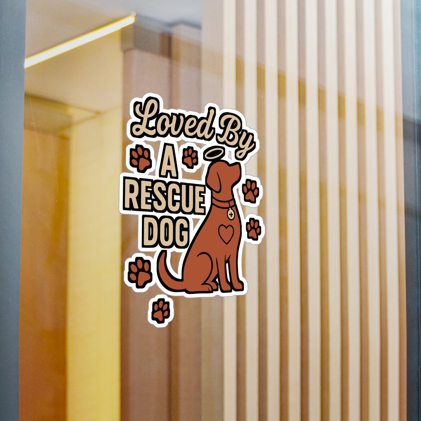 Loved by a Rescue Dog – Dog Rescue Sticker for Laptop, Water Bottle & Pet Adoption Gifts