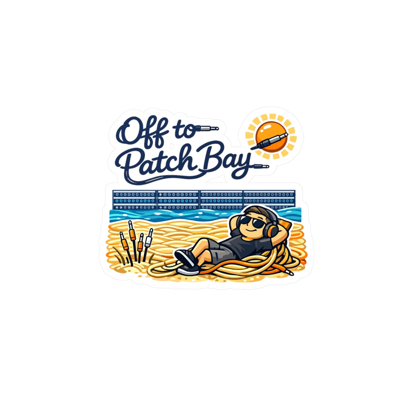 Audio Engineer Sticker Off to Patch Bay – Waterproof Vinyl decals for Laptop, Water Bottle