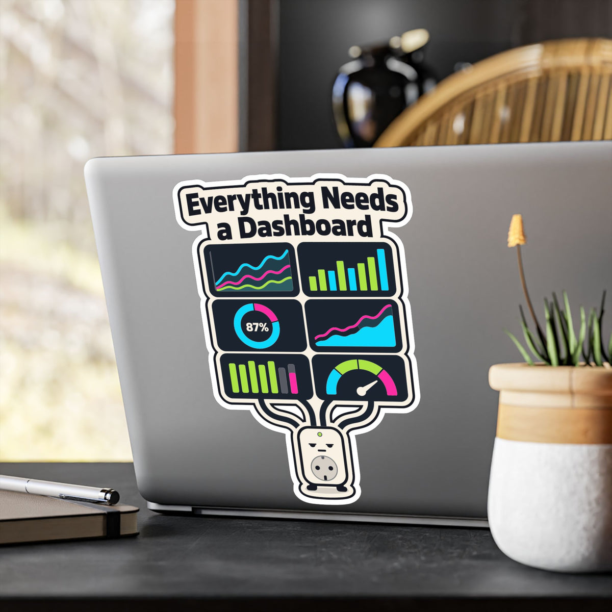 Tech Sticker - Everything Needs A Dashboard, Reboot Button and Bandage Decals for Laptop and Water Bottle