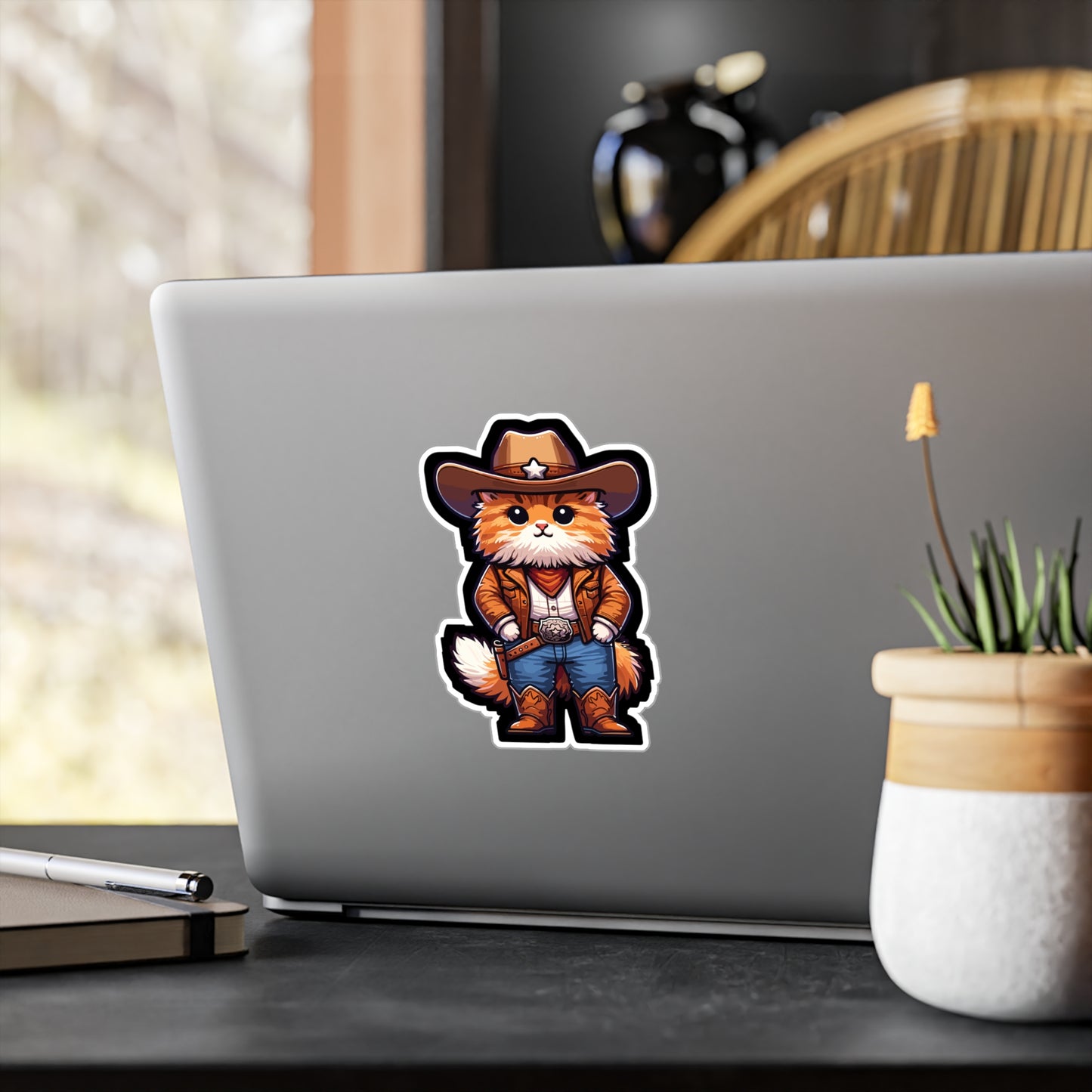 Cowboy Cat - Cowboy Sticker for Car Window Laptop Sticker. Water Bottle Sticker, Vinyl Cat Decal, Western Sticker - Cowboy Gift