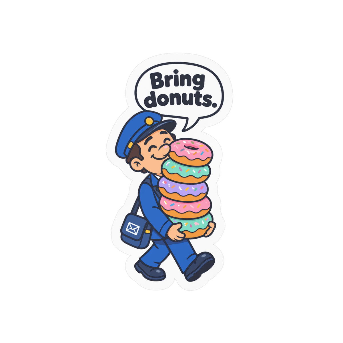 Postal Worker Sticker – Bring Donuts Funny Rural Carrier Mailbox Decals for Laptop, Water Bottle, Waterproof Vinyl