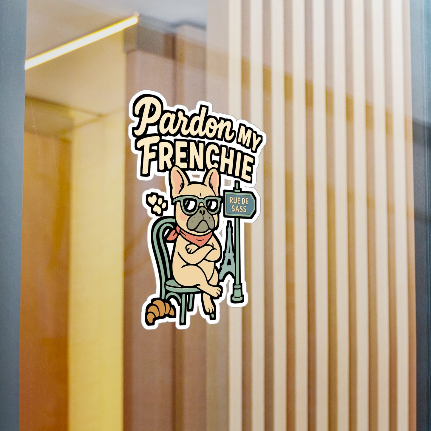 French Bulldog Sticker – "Pardon My Frenchie" Funny Decals for Laptop, Water Bottle, Pets, Vinyl Dog Decor, Waterproof Frenchie Gift