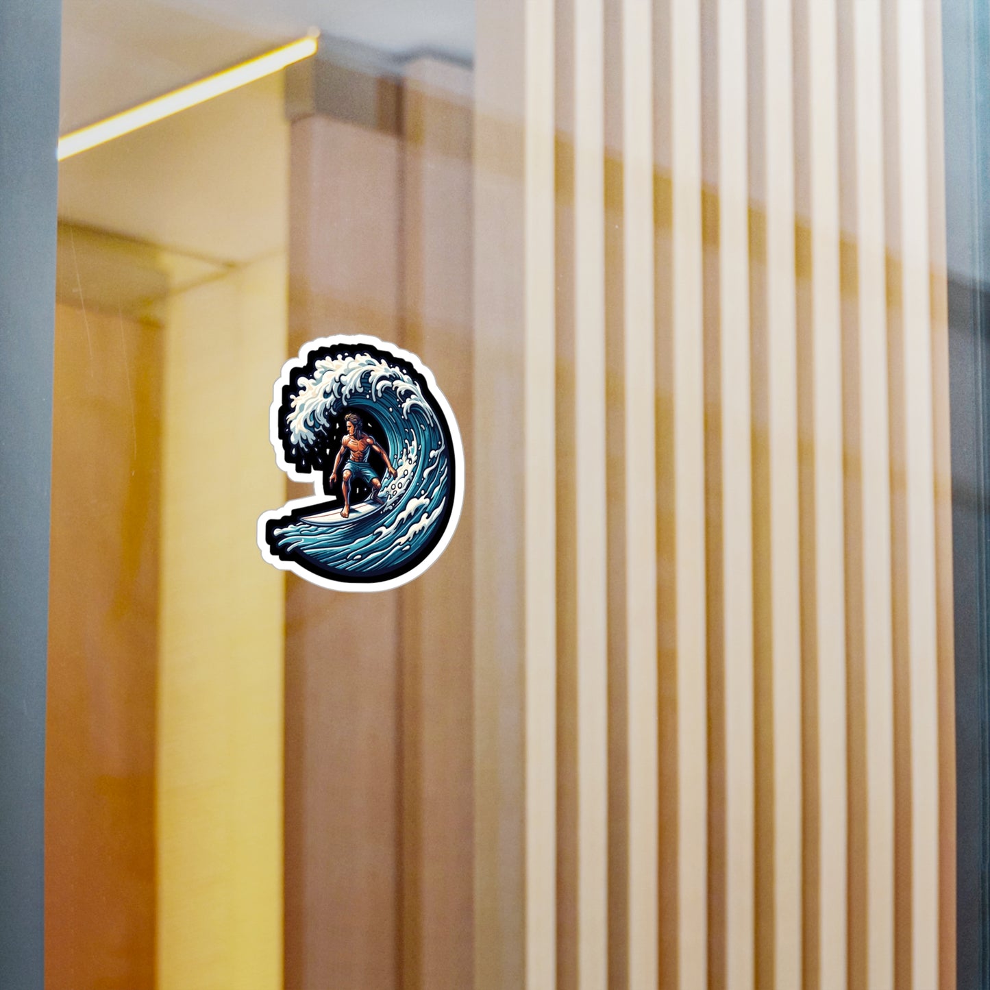 Surfboard Wave Surfer - Surfing Sticker for Laptop Sticker. Water Bottle Sticker, Vinyl Surf Decal - Surfing Gift