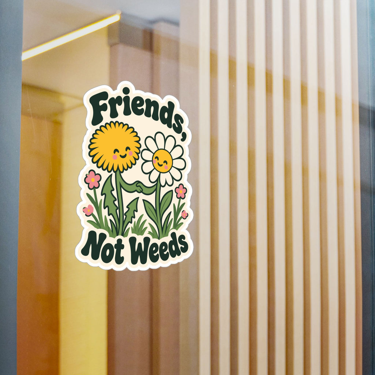 Plants Sticker "Friends Not Weeds" – Dandelion Design Celebrating Nature and Friendship, Decals for Laptop and Water Bottle