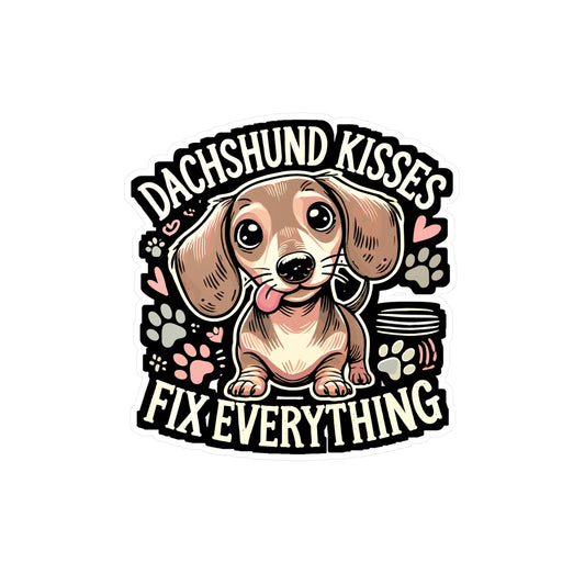 Dachshund Kisses Fix Everything - Dachshund Sticker for Laptop Sticker. Water Bottle Sticker, Vinyl Dog kisses Decal - Dachshund Gift