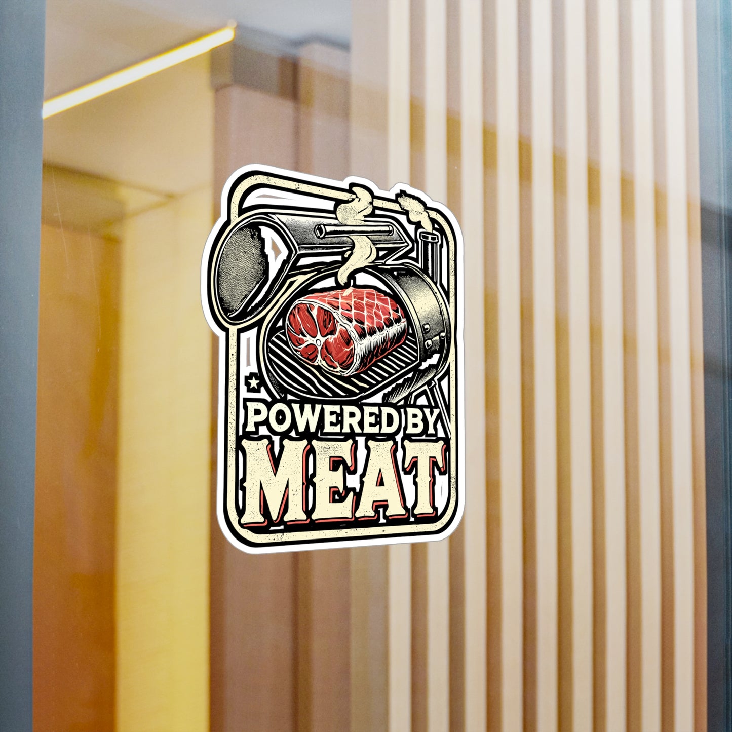 Powered By Meat – Carnivore Vinyl Decal for Car, Laptop & Water Bottle | Beef & Lamb Gift for Meat Lovers