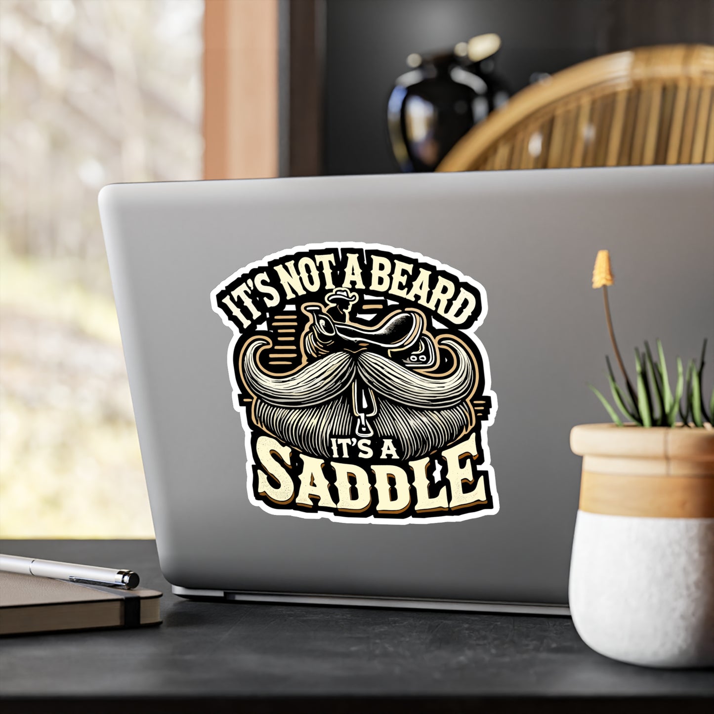 It's Not A Beard It's A Saddle - Beard Sticker for Laptop Sticker. Water Bottle Sticker, Vinyl Bearded Decal - Beard Gift