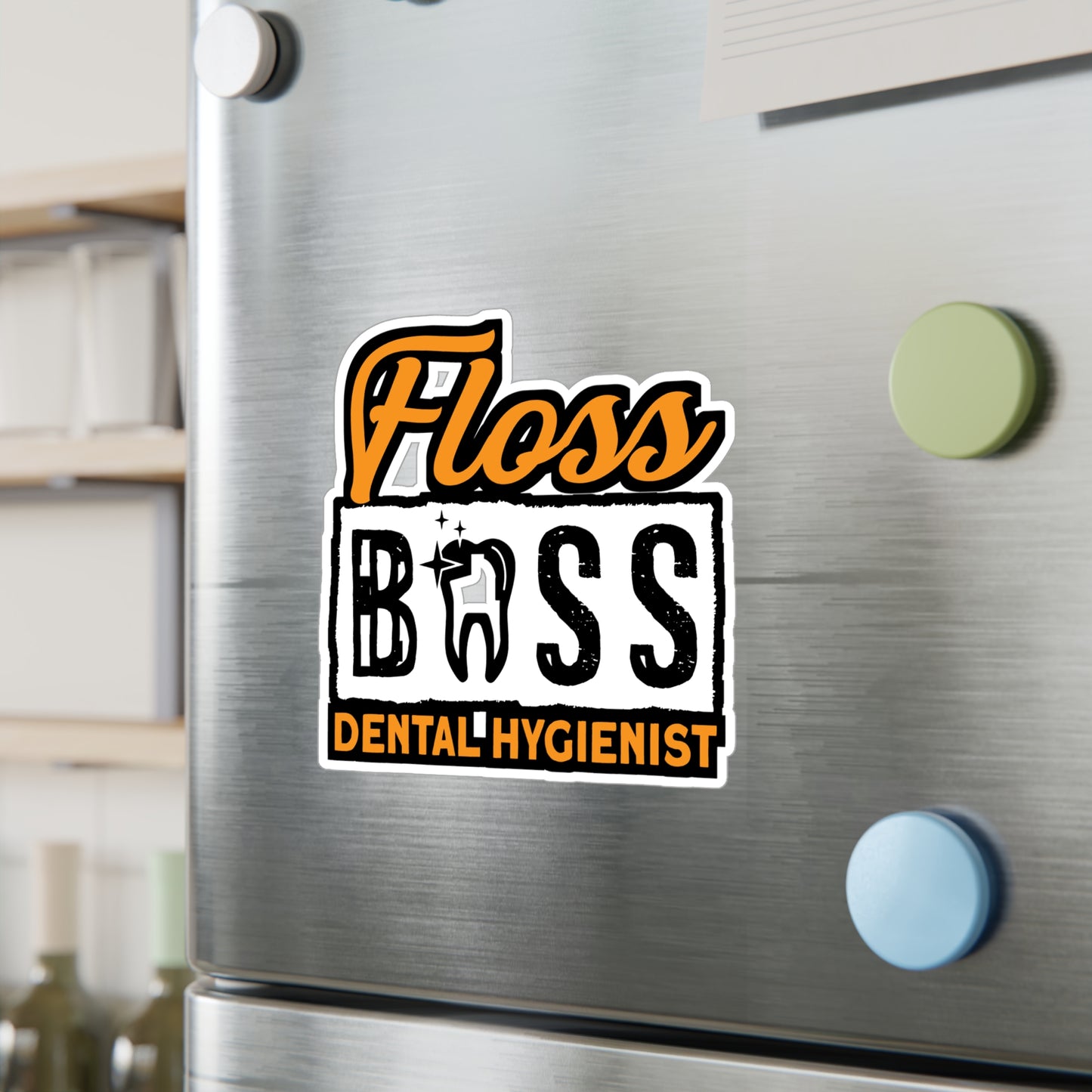 Floss Boss - Dentist Sticker for Car Window Laptop Sticker. Water Bottle Sticker, Vinyl Teeth Decal, Tooth Sticker - Dentist Gift