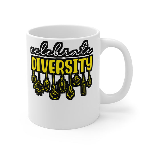 Celebrate Diversity - Electrician Mug for Coffee 11oz. Electrician Cup, White ceramic, Stripper Mug, Cable Tea Cup - Electrician Gift