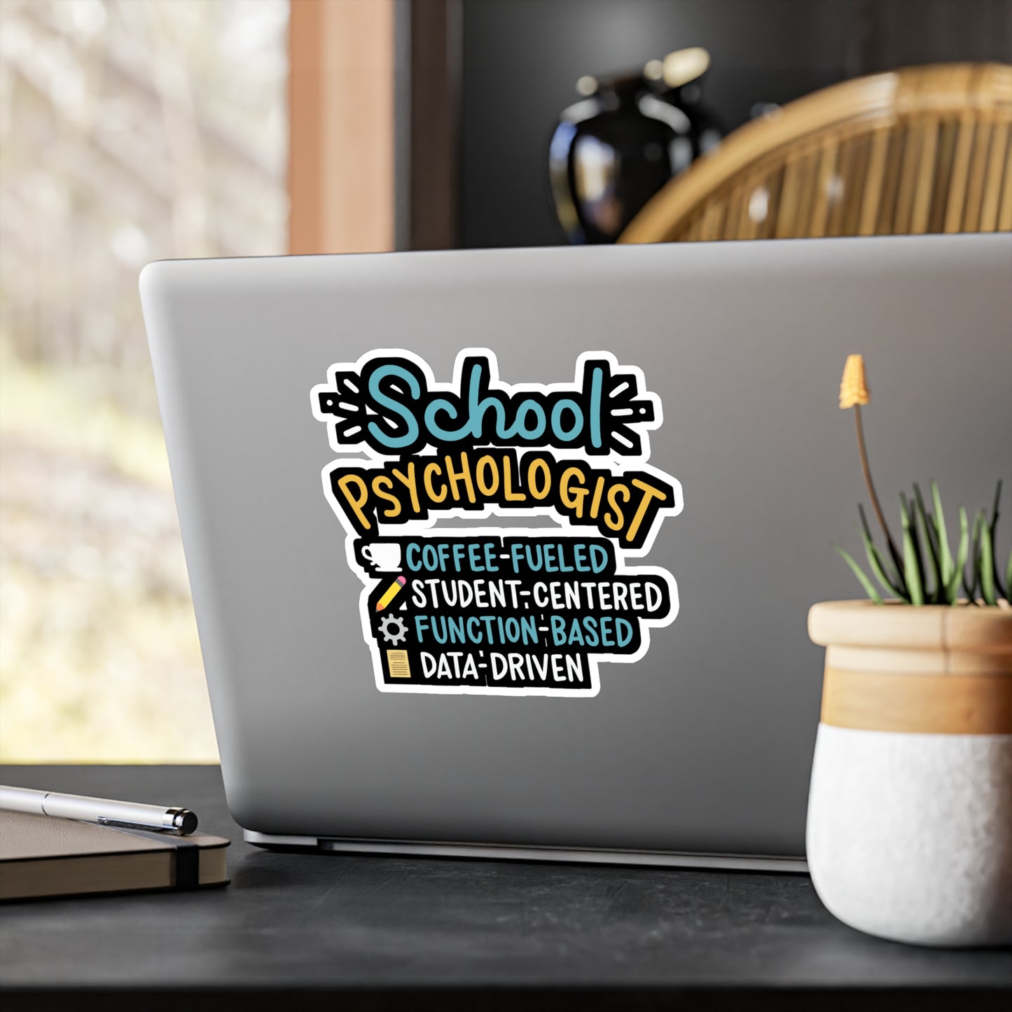 Coffee Fueled School Psychologist - School-psychologist Sticker for Laptop Sticker. Water Bottle Sticker, Vinyl Psychiatrist Decal - School-psychologist Gift