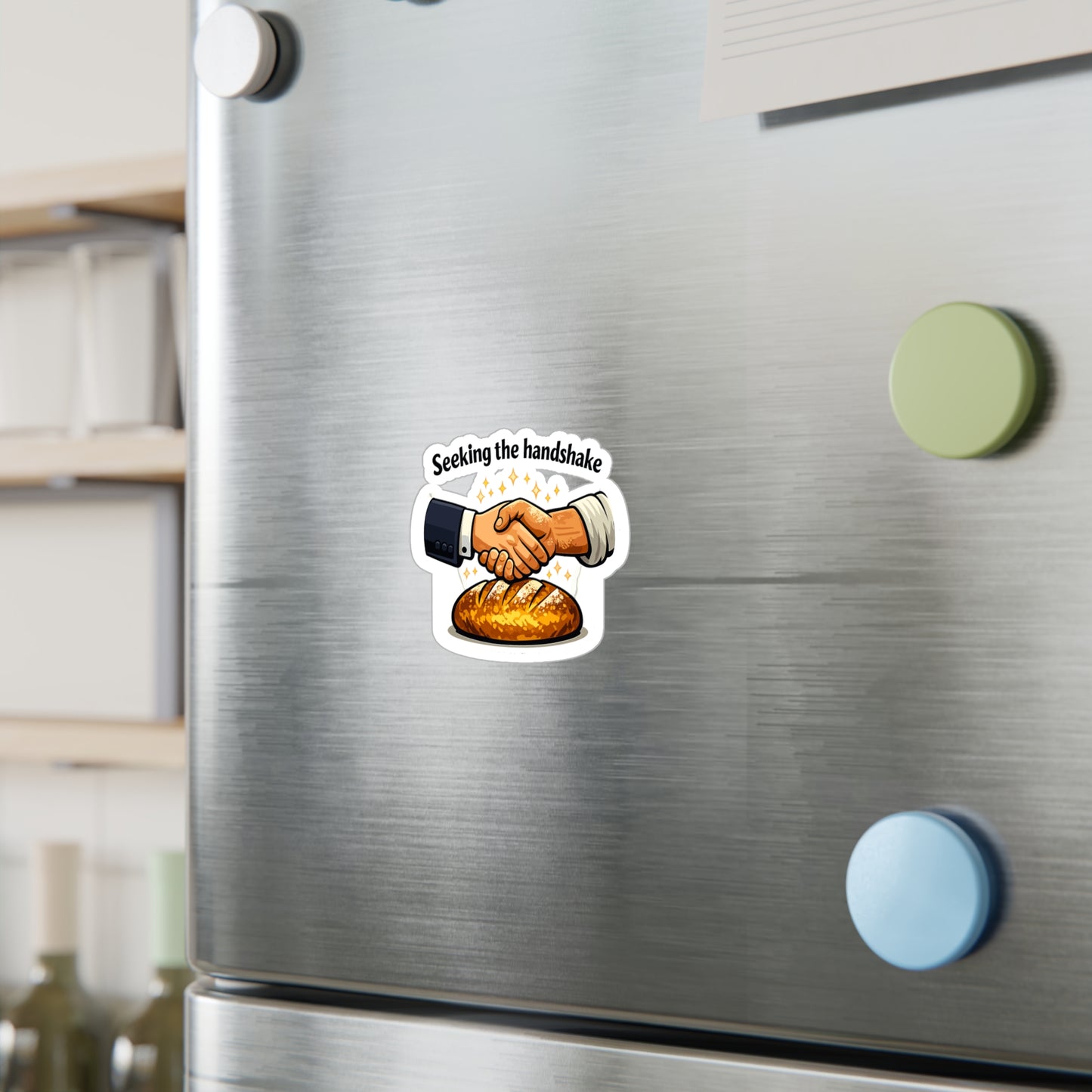 Baking Sticker Seeking the Handshake Sourdough Baker Funny Vinyl Waterproof Decals for Laptop Water Bottle, No Soggy Vibes