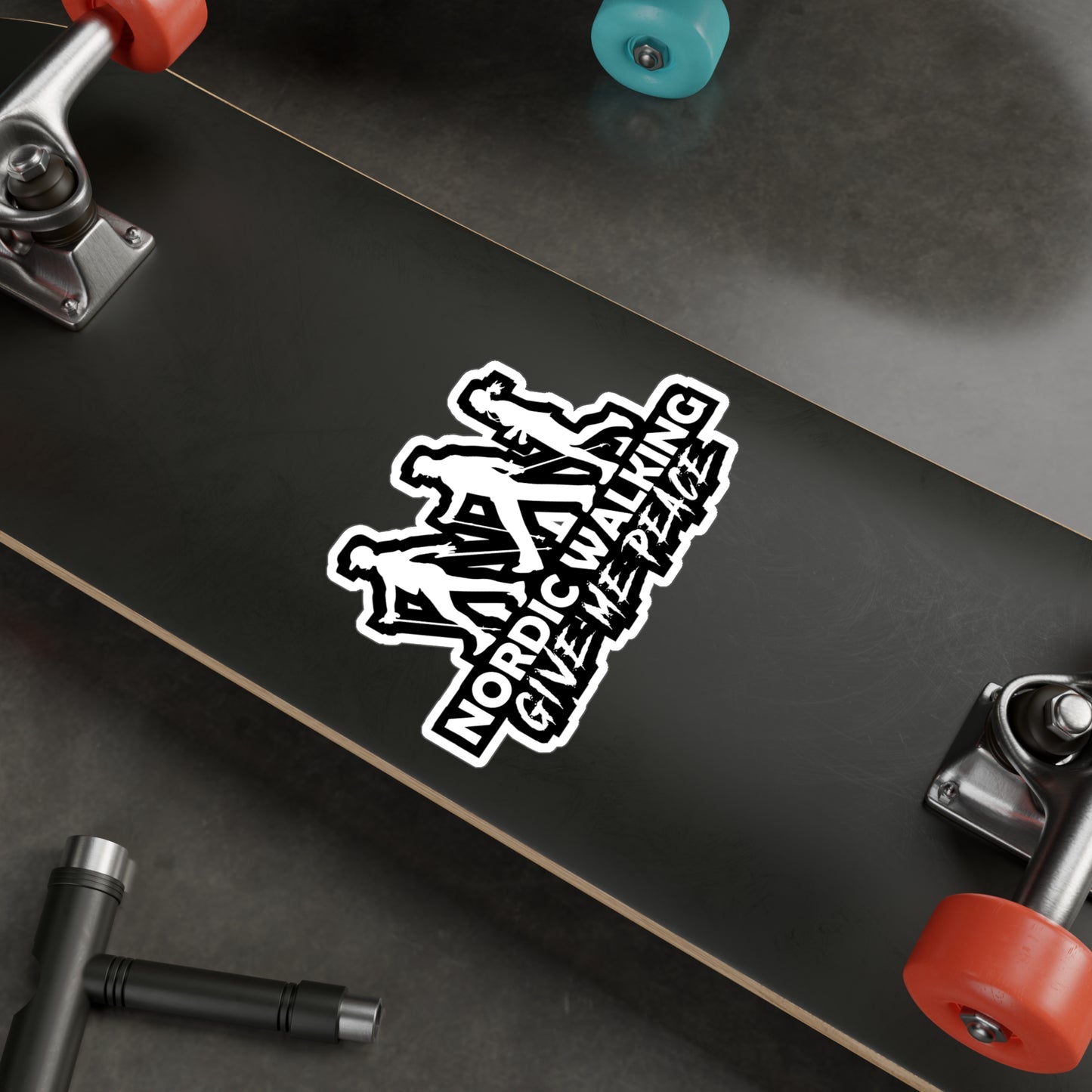 Nordic Walking Give Me Peace - Sports Sticker for Laptop Sticker. Water Bottle Sticker, Vinyl Nature Decal - Sports Gift