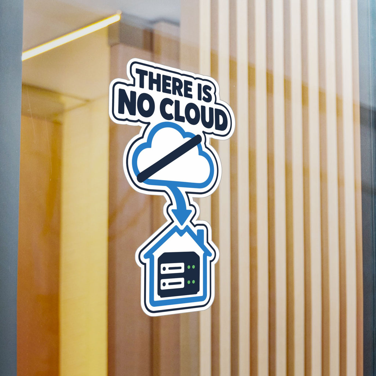 Cloud Sticker - There Is No Cloud, Server House and Arrow Design, Tech Decals for Laptop and Water Bottle