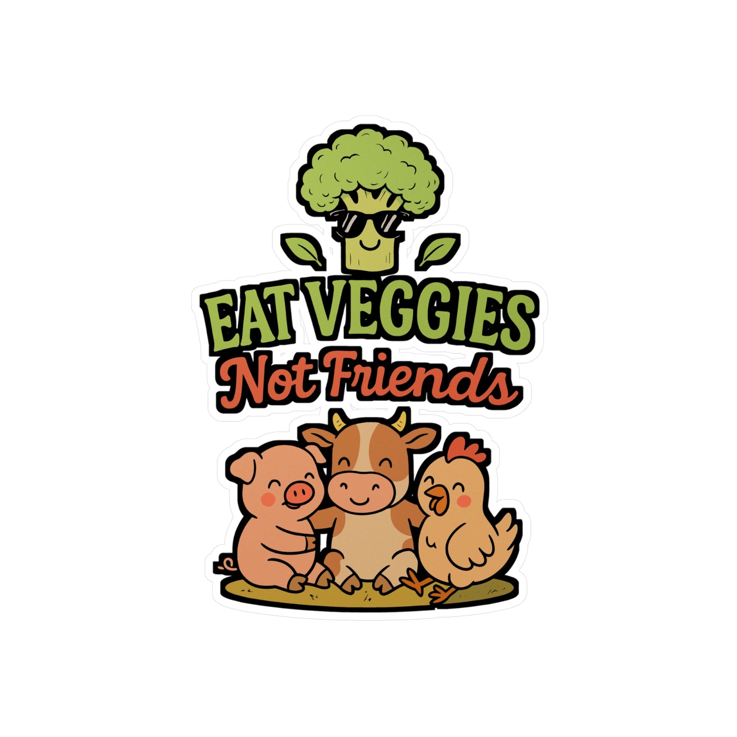 Eat Veggies Not Friends – Vinyl Sticker for Laptop or Water Bottle | Plant-Based Vegan Gift Decal