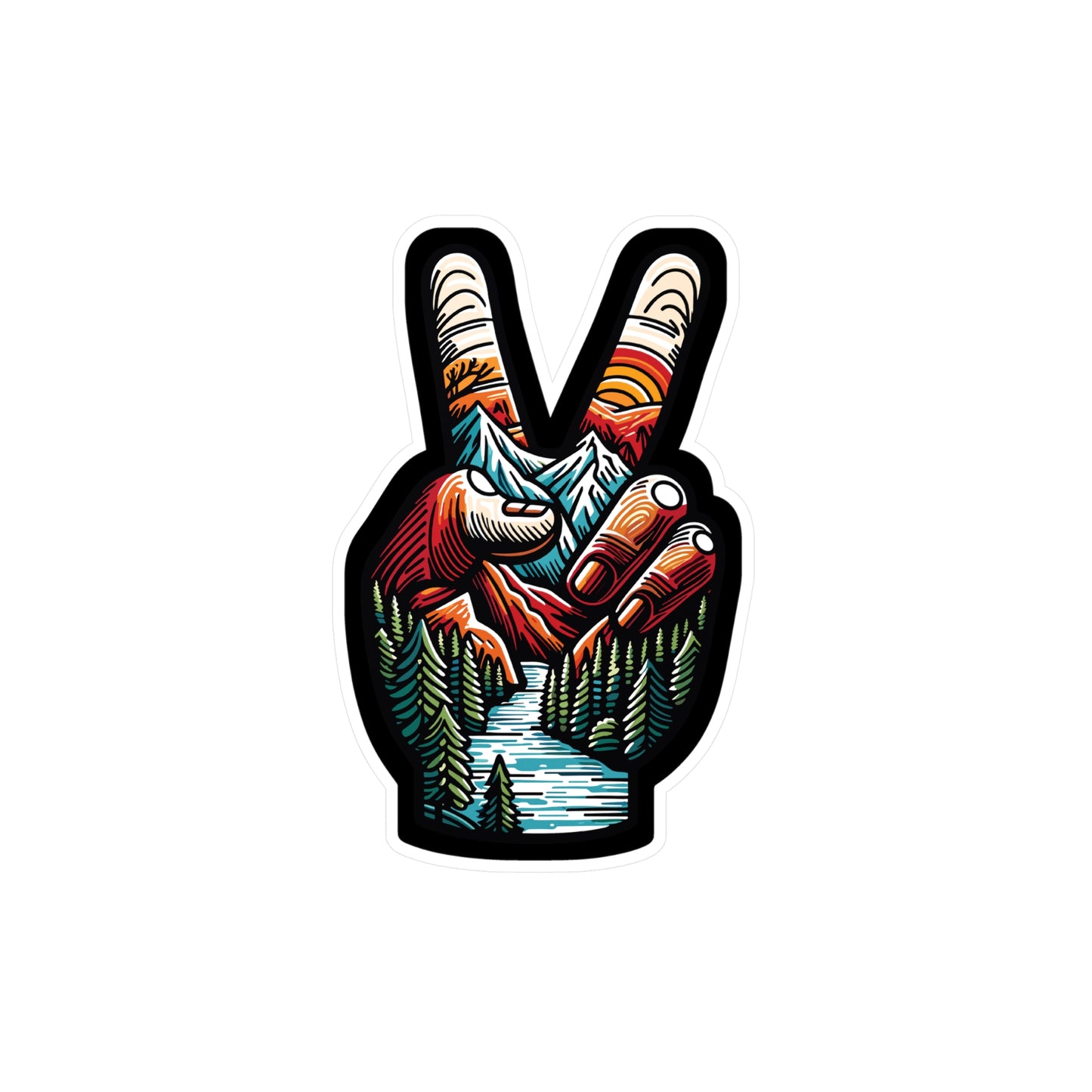 Peace Outdoor Forest Camping - Camping Sticker for Laptop, Wall Sticker. Water Bottle Sticker, Vinyl Adventure Decal - Camping Gift