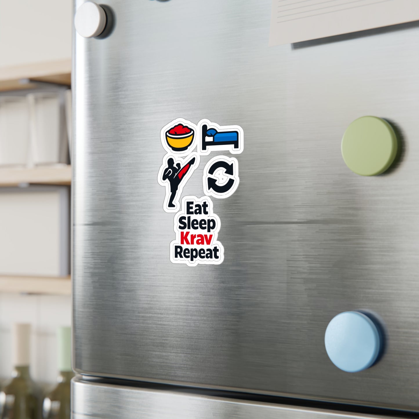 Krav Maga Sticker Eat Sleep Krav Repeat – Waterproof Vinyl Decals for Laptop, Water Bottle, Martial Arts Self Defense Fitness