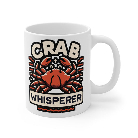 Crab Whisperer - Crab Mug for Coffee 11oz. Crab Cup, White ceramic, Crabbing Mug, Crustacean Tea Cup - Crab Gift