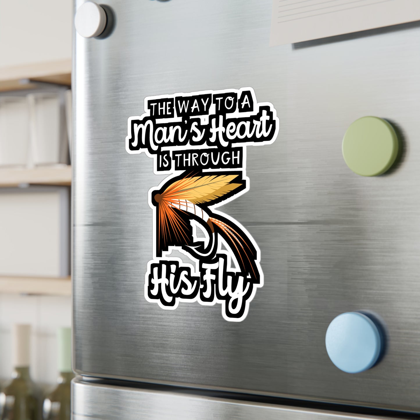 The Way To A Man's Heart Fly Fishing | Fishing Sticker | Angling Decals | Lake Laptop Sticker | Fishing Gift | Angling Gift