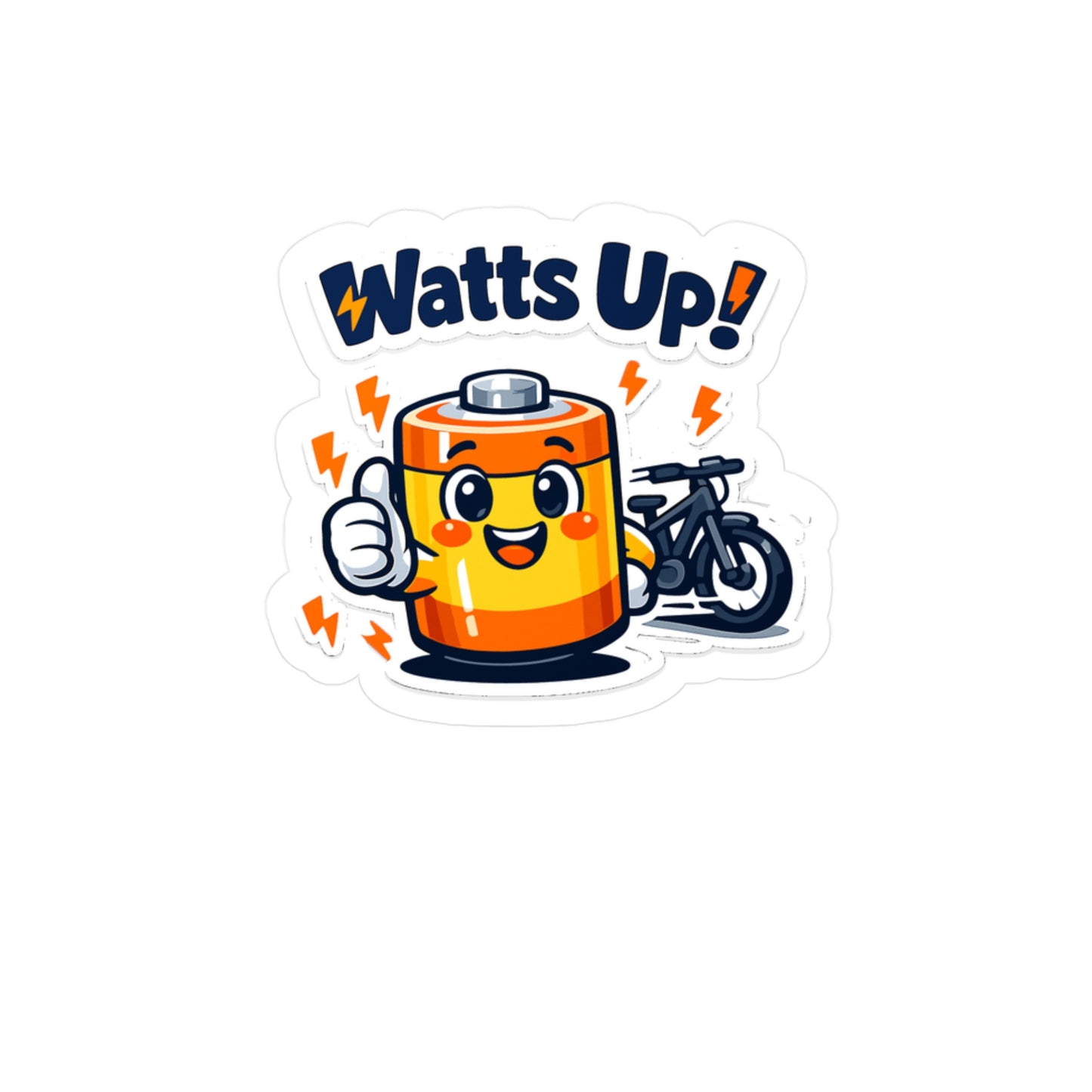 E-Bike Sticker "Watts Up!" Funny Electric Bike Decals for E Cycling, E Cyclist – Waterproof Vinyl for Laptop, Water Bottle