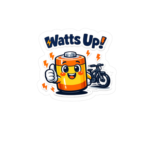 E-Bike Sticker "Watts Up!" Funny Electric Bike Decals for E Cycling, E Cyclist – Waterproof Vinyl for Laptop, Water Bottle