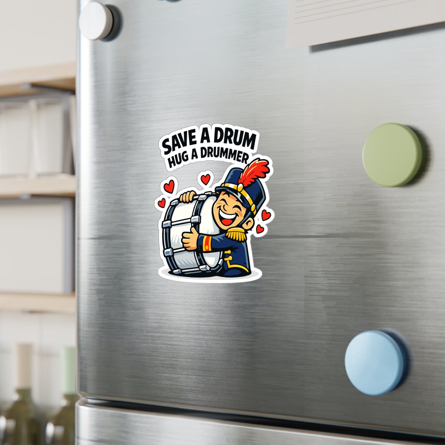 Marching Band Sticker Save a Drum, Hug a Drummer – Vinyl decals for Laptop or Water Bottle, drummer band director mellophone fans