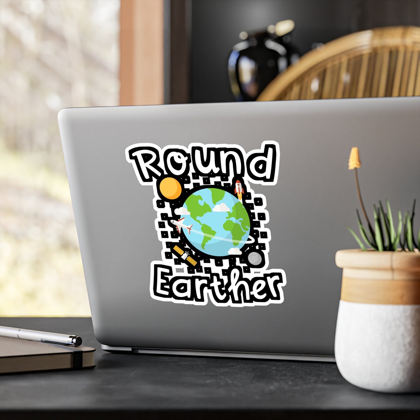 Round Earther - Earth Sticker for Wall, Laptop, Window, Truck, Car Earth Gift Vinyl Nature Decal Sticker